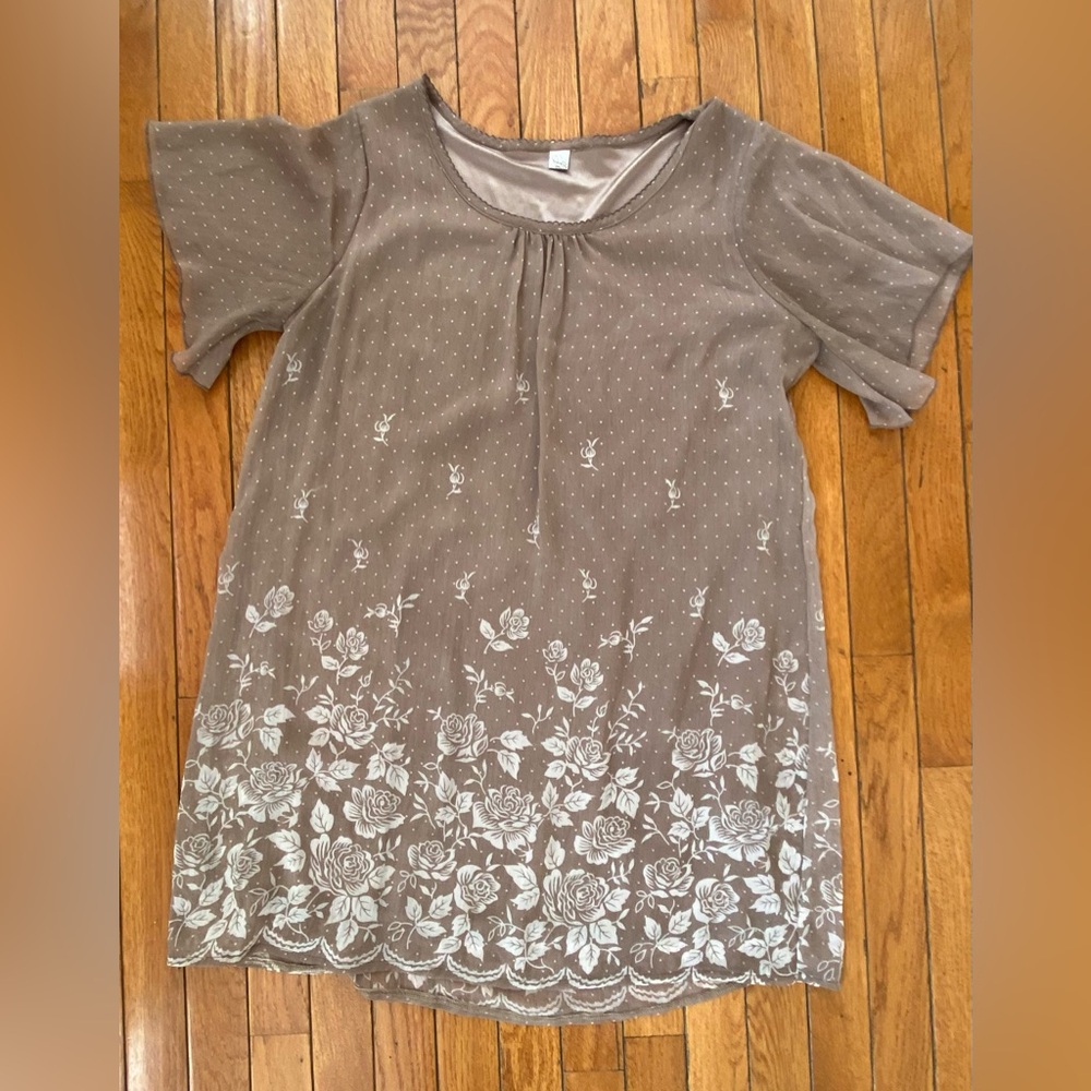 Brown Floral Short Dress / Top